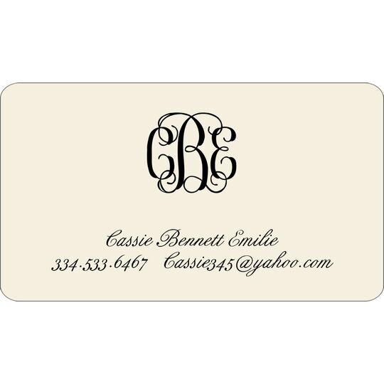 Sophisticated Monogram Contact Cards - Raised Ink